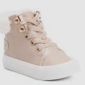 Cream and White High-Top Sneakers with Platform Sole